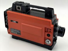 A pre-owned 1980's JVC KY-1900E Colour Video Camera with AC power adaptor, cables and manual in a ha