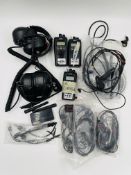 Two pre-owned MRTC Wired Pit Crew Headsets, three Kenwood NX200G Radios and various related cables (
