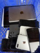 Assorted pre-owned Apple iPhones, iPads and watches (All iCloud account unlocked. Some damaged/fault