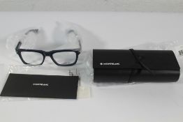 Montblanc MB0266O Eyeglasses - Blue with a Montblanc Glasses Case - Black -