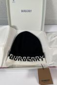 Burberry Cashmere Beanie Hat - Black/White - 54-61cm.