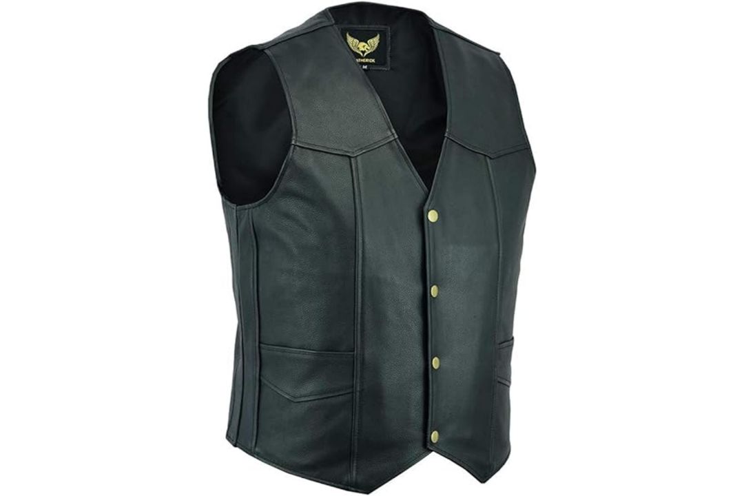 Leatherick London Black Leather Jacket, Size 5XL (REF: CSSplit).
