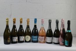 Ten Assorted Prosecco White/Rose Sparkling Wines to include Brilla!, M&S, Accadenia 10 x 750ml.