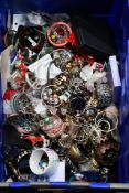 A Crate of Assorted Pre-owned/As New Costume Jewellery To Include Necklaces, Earrings, Bangles/Brace