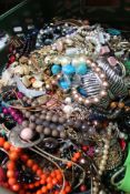 A Crate of Assorted Pre-owned/As New Costume Jewellery To Include Necklaces, Earrings, Bangles, Hair