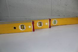 Three Stabila Levels to include Type 96-2 122cm and Type 80 AS-2 200cm (One Missing End Cap).