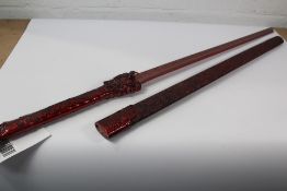 Full Metal Red Dragon Design Katana with an Engraved Pattern Blade (Over 18's Only). As New.