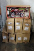 Eight Falk Laufrad Baby Moto Dakar Moto and Quads, Black/Red, Baby. As New. Boxes Opened.