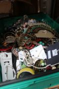 A Crate of Assorted Pre-owned/As New Costume Jewellery To Include Necklaces, Earrings, Bangles, Weig