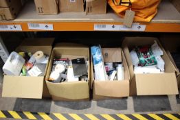 Four Boxes of Assorted Miscellaneous Goods, Including Items such as, Homeware, Stationary and More