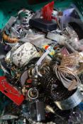 A Crate of Assorted Pre-owned/As New Costume Jewellery To Include Necklaces, Earrings, Bangles/Brace