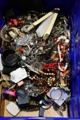 A Crate of Assorted Pre-owned/As New Costume Jewellery To Include Necklaces, Earrings, Bangles/Brace