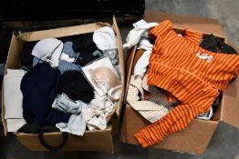 Two boxes of Assorted Pre-owned Clothes and Related.
