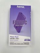 Six as new Hama Fabric 10000 mAh Power Packs in Paisley Purple (Boxes sealed) (EAN: 4047443449221).