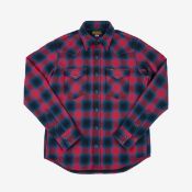 Iron Heart Ultra Heavy Flannel Ombré Check Western Shirt, Red, Medium.