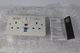 Ten MK K6231WHI RCD White Moulded Sentry Sockets 2 Gang 30mA - Active.