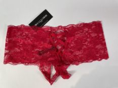 Twenty Oh La La Paris Goodnight Kiss Lace Crotchless Boyshort 2025X (With elastic detail) - Red - 1X