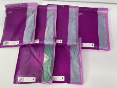 Six Russian Pointe Energy Leotards - Cosmic Violet x 5, Galactic Green x 1 - Various Sizes.