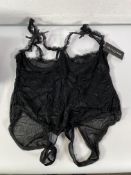 Ten Oh La La Cheri Paris Open Cup Crotchless Teddy (4100X) - Black - Size: QU.
