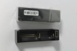 Approximately two hundred as new one slot USB battery chargers (No leads).