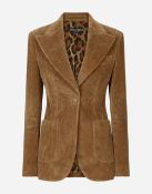 Dolce & Gabbana Single-Breasted Corduroy Turlington Jacket in Beige, Size IT 44.