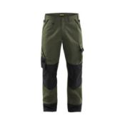 Two Blaklader 1454 Garden Trousers - Army green/Black - 34R (stock image).