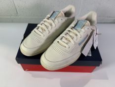 Reebok Club C 85 Vintage men's Tennis Shoes, Chalk, Alabaster and Blue, Size 10.5. As New, with Box