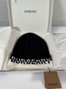 Burberry Cashmere Beanie Hat - Black/White - 54-61cm.