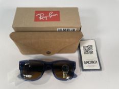 Ray-Ban mega Wayfarer Sunglasses - Transparent Blue, Brown Lens.