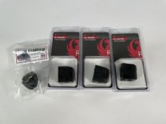 Three Ruger BX-1 Factory Ten Round .22LR Magazines and One Alangator TriMag 10/22 Magazine Coupler.