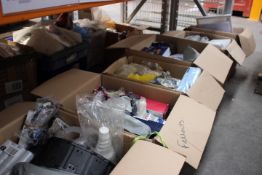 Six Boxes of Miscellaneous Goods, Including Items such as, Cleaning Products, Stationary, Household