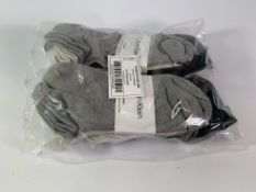 Three Bags of Calvin Klein Sneaker Socks, Mid Grey, One Size. As New (Six packs per bag)