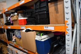 A Large Quantity of Assorted Items to include Monitors, Cooler Boxes, Barcode Scanners, Toys and Rel