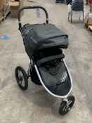 A Bumbleride Speed in Dawn Grey. Pre-owned, may be incomplete, viewing is advised.