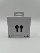 Five as new Sudio A1 Wireless Bluetooth Earbuds in Black (EAN: 7350071384930) (Box sealed).