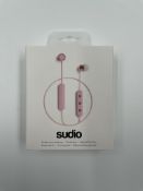 Five as new Sudio TIO Water Resistant Wireless Bluetooth Earphones in Pink (Boxes sealed).