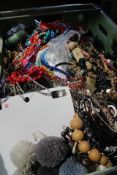 A Crate of Assorted Pre-owned/As New Costume Jewellery To Include Necklaces, Earrings, Bangles, Weig