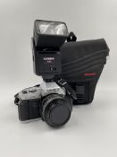 Minolta X-300 Film Camera 50mm F1.7 Lens with Cobra D425 Flash and Vanguard Bag - Pre-owned.