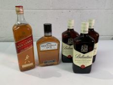 Three Ballantine's Finest Blended Scotch whisky 3 x 700ml, Johnnie Walker Red Label Blended Scotch W