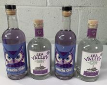 Two Leeds Parma Violet Gin 2 x 700ml and two Lea Valley Lemongrass and Lavender Gin 2 x 700ml.
