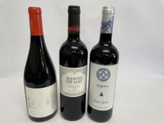 Three red wines: Manoir De Gay Pomerol 2018 (15%), Bodega Gótica Degótica Tinto Joven (14.5%) and Fe