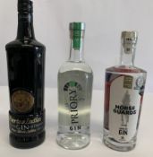 Puerto De Indias Sevillian Gin Premium Pure Black Edition 1ltr, Priory London Dry Gin 700ml (Label D