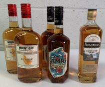 Two Mount Gay Barbados Eclipse Rum 2 x 700ml, two Lamb The Caribbean Rum 2 x 700ml and a Bushmills C