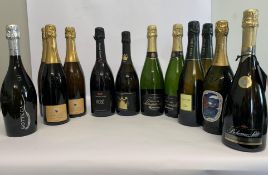 Twelve assorted sparkling white/rose wines to include Ferghettina Brut, Bottega, Charles Spass Crema