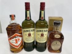 Four Whiskys: Two Jameson Irish (40%), One Powers Gold Label Irish (40%) - all 1ltr and One Cardhu G