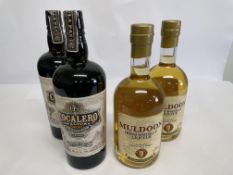 Two Cocalero De Altura Liqueurs (40%) and two Muldoon Irish Whiskey Liqueurs (25%) - 700ml.