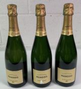 Three Mandois Blanc De Blanc Premier Cru 2017 Champagne 3 x 750ml, (Labels slightly distressed).
