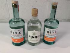 Two Reyka Small Batch Vodka Hand Crafted in Iceland 2 x 700ml and a Discarded Grape Skin Chardonnay