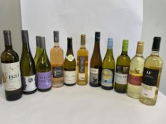 Twelve white wines to include Ottavio Rube Vino Bianco (12.5%), Leitz Dragon Stone Riesling (11%) an