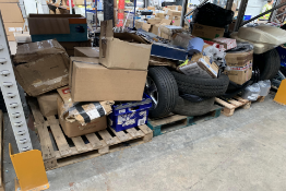 Two Pallets of Assorted Auto/Car Parts, Tires and Related Items.